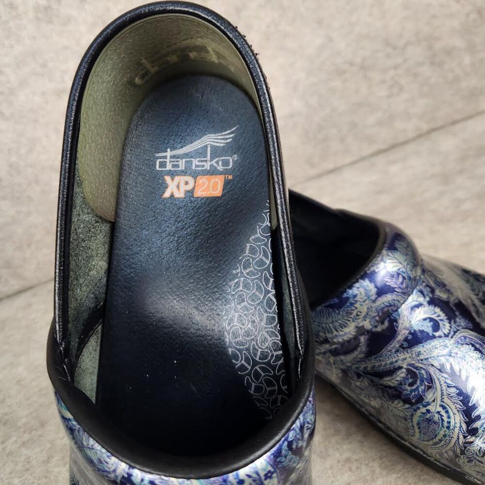 DANSKO Pro 20 Blue Paisley Gray Glossy XP 20 Women’s Clogs Size 42 US 11 - Picture 4 of 7